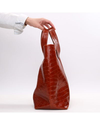 Сумка-трансформер з рудої шкіри під рептилію Арт. YS-6052(2)