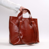 Сумка-трансформер з рудої шкіри під рептилію Арт. YS-6052