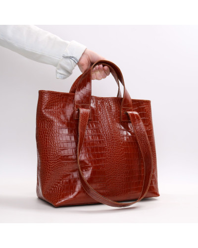 Сумка-трансформер з рудої шкіри під рептилію Арт. YS-6052