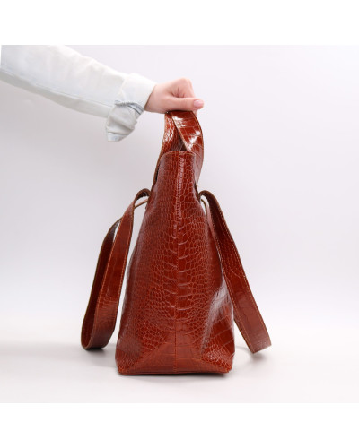 Сумка-трансформер з рудої шкіри під рептилію Арт. YS-6052