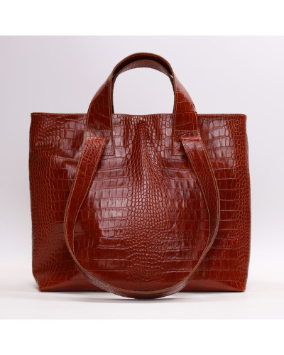 Сумка-трансформер з рудої шкіри під рептилію Арт. YS-6052