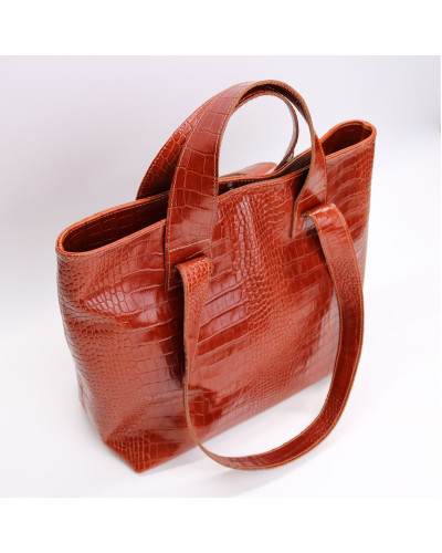 Сумка-трансформер з рудої шкіри під рептилію Арт. YS-6052