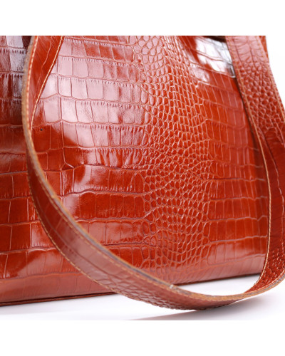 Сумка-трансформер з рудої шкіри під рептилію Арт. YS-6052