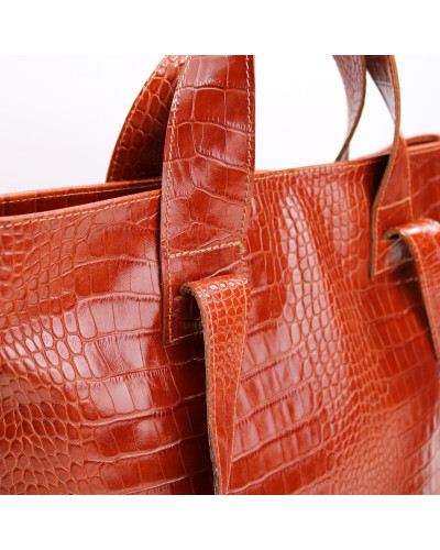 Сумка-трансформер з рудої шкіри під рептилію Арт. YS-6052