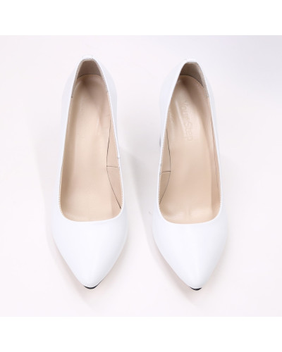 Туфлі-човники з білої шкіри Арт. 35-1/44Ок