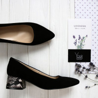 Замшеві чорні туфлі-човники Арт. 457-1/53Ок