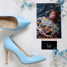 Туфлі-човники з блакитної шкіри Арт. 35-1