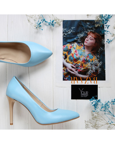 Туфлі-човники з блакитної шкіри Арт. 35-1