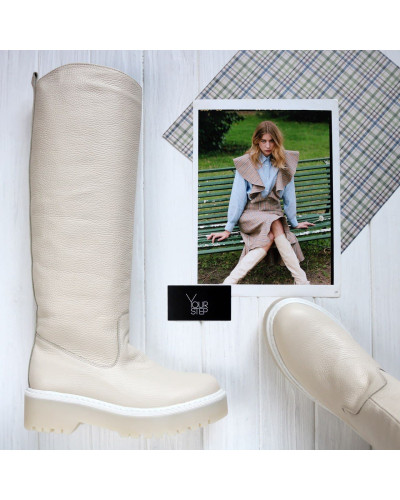 Високі бежеві чоботи Арт.12-33/22