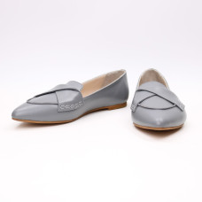Балетки з сірої шкіри з гострим носом Арт.: 17-11