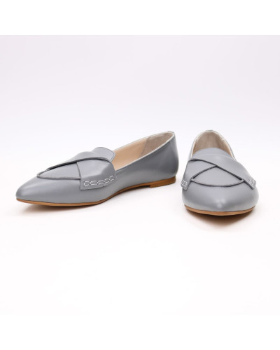 Балетки з сірої шкіри з гострим носом Арт.: 17-11