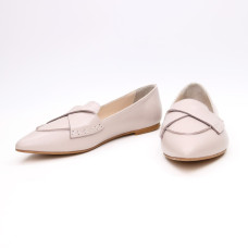 Балетки з бежевої шкіри з гострим носом Арт.: 17-11