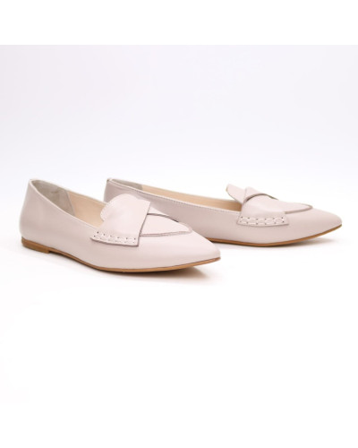 Балетки з бежевої шкіри з гострим носом Арт.: 17-11