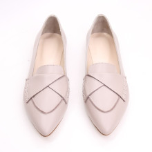 Балетки з бежевої шкіри з гострим носом Арт.: 17-11