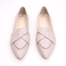 Балетки з бежевої шкіри з гострим носом Арт.: 17-11