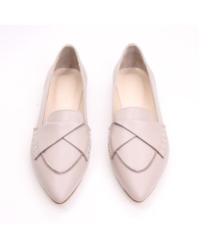 Балетки з бежевої шкіри з гострим носом Арт.: 17-11