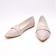 Бежеві шкіряні балетки з гострим носком — універсальний комфорт щодня (Арт. 17‑7П)