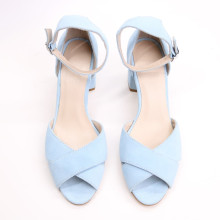 Босоніжки з блакитної замші на підборах Арт. 605-10/45Ок