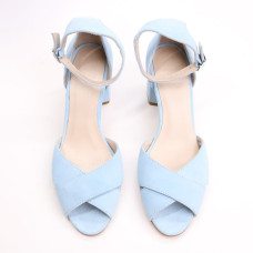 Босоніжки з блакитної замші на підборах Арт. 605-10/45Ок