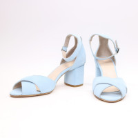 Босоніжки з блакитної замші на підборах Арт. 605-10/45Ок