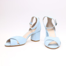 Босоніжки з блакитної замші на підборах Арт. 605-10/45Ок