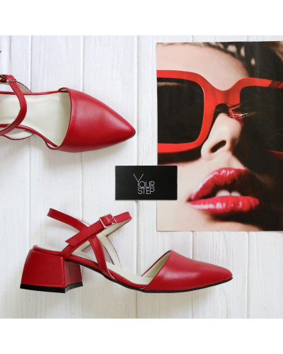 Босоніжки з червоної шкіри Арт. 457-11/4057Ок