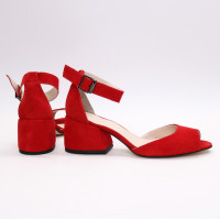 Босоніжки з червоної замші на підборах Арт. 605-5/w324Ok