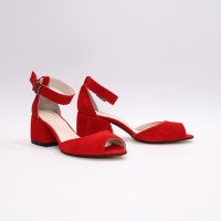 Босоніжки з червоної замші на підборах Арт. 605-5/w324Ok