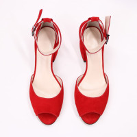 Босоніжки з червоної замші на підборах Арт. 605-5/w324Ok