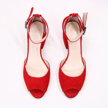 Босоніжки з червоної замші на підборах Арт. 605-5/w324Ok