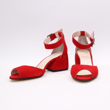 Босоніжки з червоної замші на підборах Арт. 605-5/w324Ok