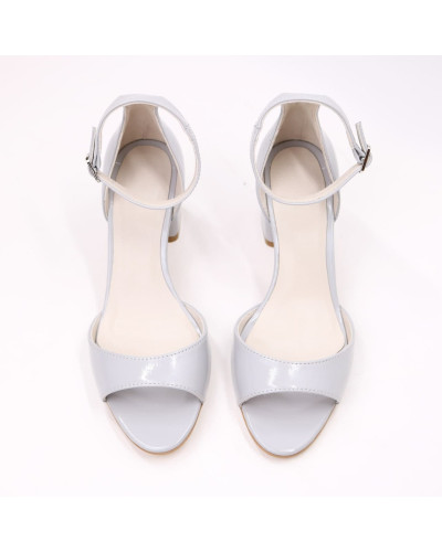 Лакові босоніжки сірого кольору на підборах Арт. 605-11/47Ок