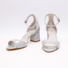 Лакові босоніжки сірого кольору на підборах Арт. 605-11/47Ок