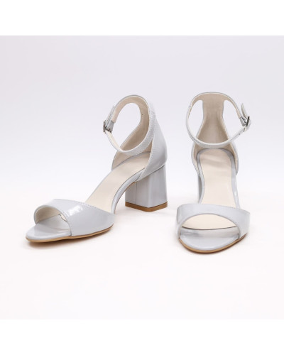 Лакові босоніжки сірого кольору на підборах Арт. 605-11/47Ок