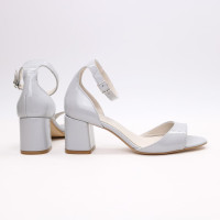 Лакові босоніжки сірого кольору на підборах Арт. 605-11/47Ок