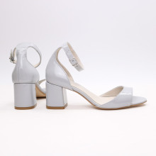 Лакові босоніжки сірого кольору на підборах Арт. 605-11/47Ок