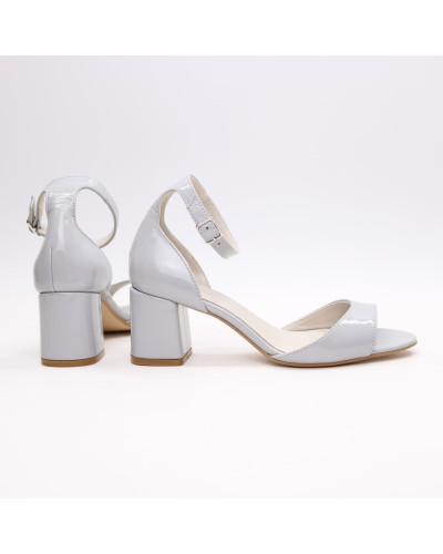 Лакові босоніжки сірого кольору на підборах Арт. 605-11/47Ок