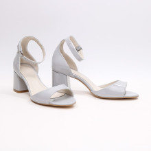 Лакові босоніжки сірого кольору на підборах Арт. 605-11/47Ок