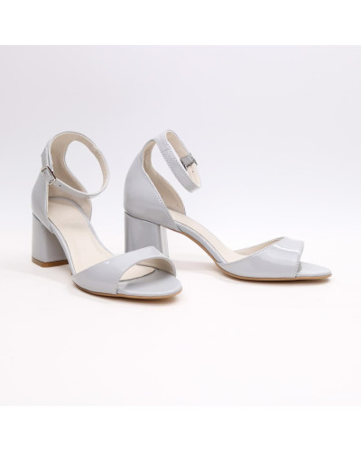 Лакові босоніжки сірого кольору на підборах Арт. 605-11/47Ок