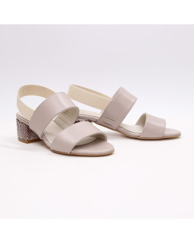 Босоніжки з бежевої шкіри на підборах Арт.: 415-3Ок