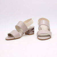 Босоніжки з бежевої шкіри на підборах Арт.: 415-3Ок