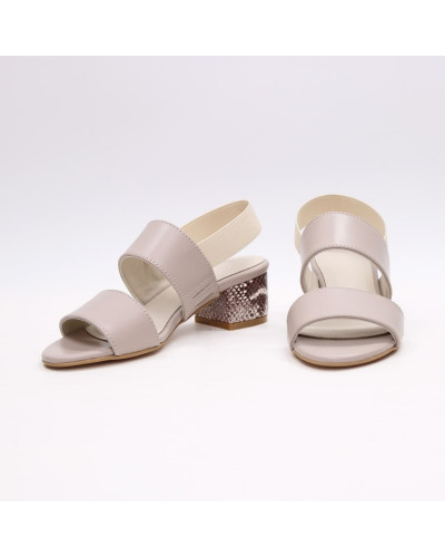 Босоніжки з бежевої шкіри на підборах Арт.: 415-3Ок