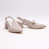 Босоніжки з бежевої шкіри з гострим носом Арт. 457-6/53Ок