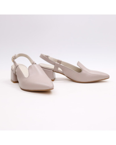 Босоніжки з бежевої шкіри з гострим носом Арт. 457-6/53Ок