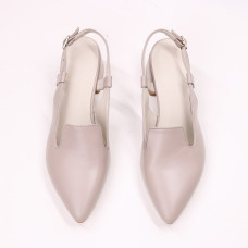 Босоніжки з бежевої шкіри з гострим носом Арт. 457-6/53Ок