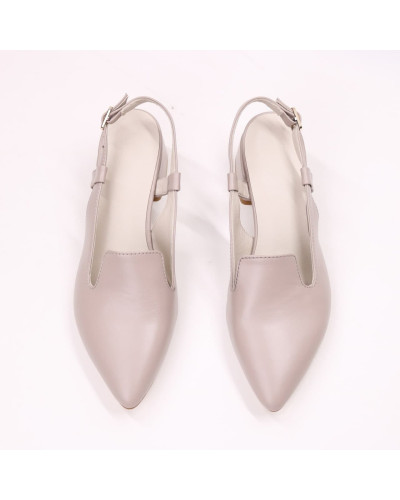 Босоніжки з бежевої шкіри з гострим носом Арт. 457-6/53Ок