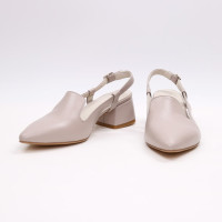 Босоніжки з бежевої шкіри з гострим носом Арт. 457-6/53Ок