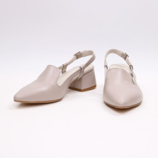 Босоніжки з бежевої шкіри з гострим носом Арт. 457-6/53Ок