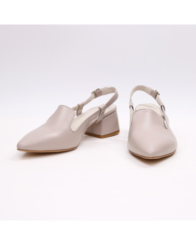 Босоніжки з бежевої шкіри з гострим носом Арт. 457-6/53Ок