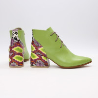 Ботильоны из салатовой кожи флотар с обтяжным каблуком  Арт. 657-10/w324Ок